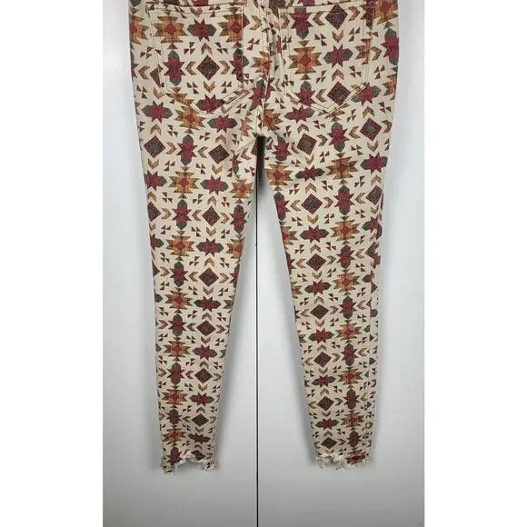 NWOT Free People We The Wild Child Printed Skinny Jeans Raw Hem | Size 25 - Picture 12 of 15